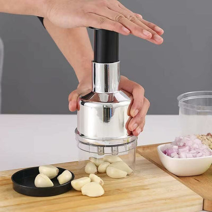 Garlic And Onion Chopper, Stainless Steel Manual Vegetable Chopper, Manual Garlic Press For Ginger, Chili, Salad,.