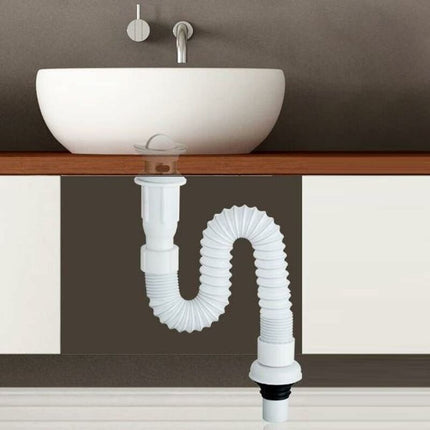 Sink Drain, Space-Saving Drain, Flexible Sink Drain, Sink Drain, Extendable From 40 To 80 Cm.