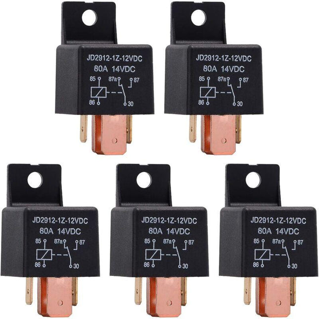 5 pcs 5 Pin Relay 12V 80A, Automotive Relay Jd2912-1Z-12Vdc 80A 14Vdc Spdt Truck Boat Van Vehicles Switch.