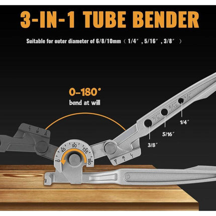 3 In 1 Manual Tube Bender 1/4'' 5/16'' 3/8'' 0-180° Bending Tools For Copper, Brass, Aluminum And Soft Metal.