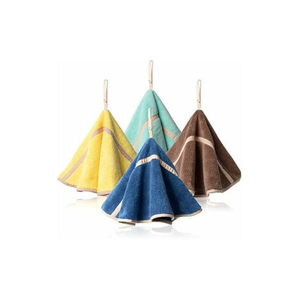 4 Pack Hanging Hand Towels With Hanging Loop Absorbent Coral Fleece Bathroom Towels Soft Thick ROund Hand Towels (4.