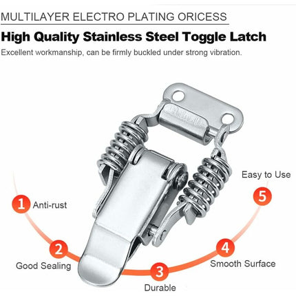 4 pcs Stainless Steel Spring Loaded Lever Latch Tension Lock Toggle Latch Tension Lock Box Lock For Suitcase Drawer.