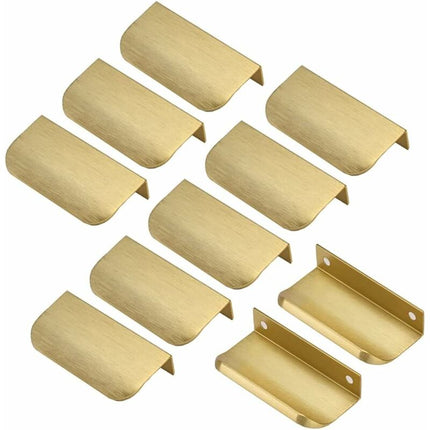 Invisible Gold Handle, 10 Pieces Gold Handle Gold Furniture Handle Invisible Furniture Handle Center Distance 64Mm.