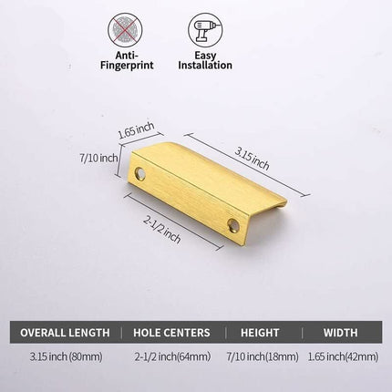 Invisible Gold Handle, 10 Pieces Gold Handle Gold Furniture Handle Invisible Furniture Handle Center Distance 64Mm.