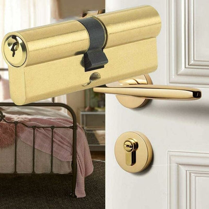 Lock Cylinder 40/40 (80Mm), Homek Double Cylinder Door Lock European Cylinder With 8 Keys, Brass Finish, Anti-Drill.