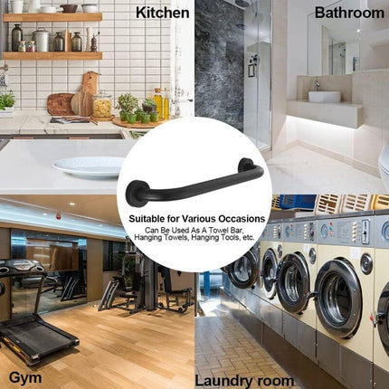 Toilet Grab Bar Stainless Steel Bathtub Handle Wall Mounted Towel Rack Bathroom Bathtub Handle, Black (40Cm).