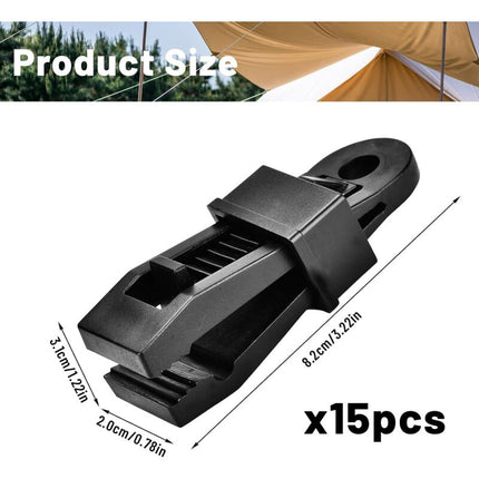 Tent Clip, 15 pcs Tarp Clips, Tarp Clamp, Black Heavy Duty Tarp Clips For Tents, Outdoor Camping, Awnings, Boat Covers,.