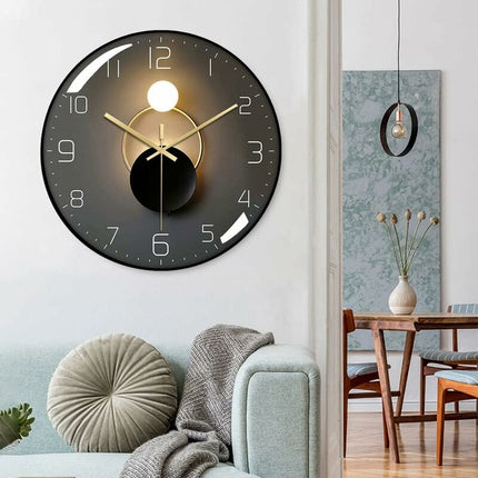 Modern Silent Wall Clock, 30Cm Diameter Wall Clock, ROund Digital Quartz Wall Clock, Suitable For Living ROom, Office,.