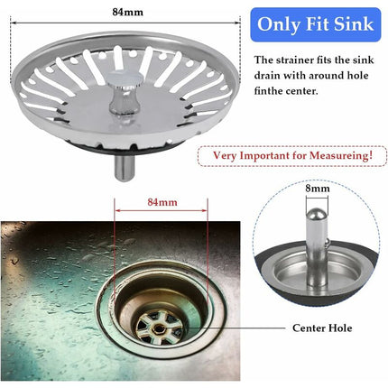 2 Pack Sink Strainer Plug, 84Mm Sink Drain Plug Replacement, Stainless Steel Sink Filter Stopper For Kitchen Or.