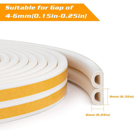 20M Seal Strip, Self-Adhesive Anti-Collision Door Seal, D-Profi Door And Window Seal For Weatherproofing/Sound.