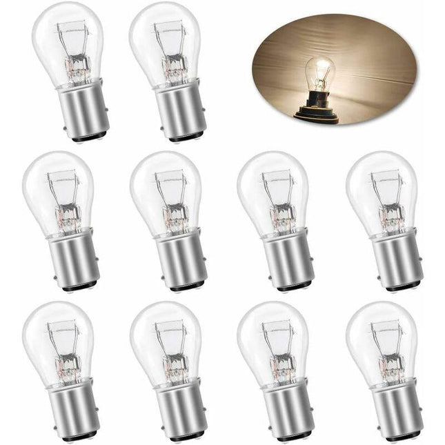 10 pcs S25 P21/5W Bay15D 1157 Bulb 12V 21W Original Tail Brake Light Bulb - Warm White.