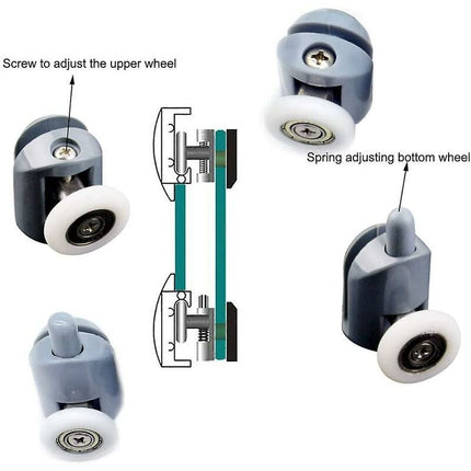 Shower Door ROllers 8 Pieces Shower Door ROllers 23Mm Shower Door ROllers Shower Cabin ROllers For Bathroom, 4 Upper.