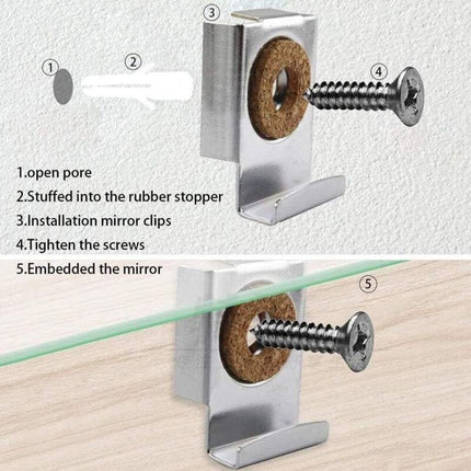Wall Mount Mirror Bracket, Mirror Holders, Adjustable Wall Mount Mirror Clip Mirror Clamp, For Wall Mirror For.