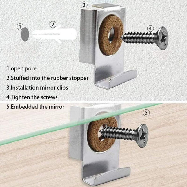 Wall Mount Mirror Bracket, Mirror Holders, Adjustable Wall Mount Mirror Clip Mirror Clamp, For Wall Mirror For.