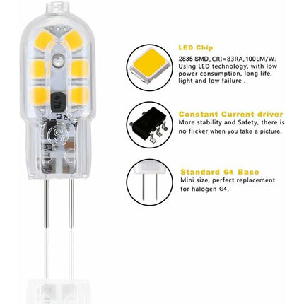 G4 LED Bulb, 5-Pack Warm White 30W Halogen Bulbs Equivalent, 3W G4 LED Bulb Energy Saving For Range Hood Bulbs, Ac/Dc.