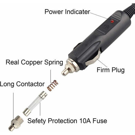 2 Pack Dc 12V Male Cigarette Lighter Socket Power Plug With 10A Red Fuse And LED Power Indicator.
