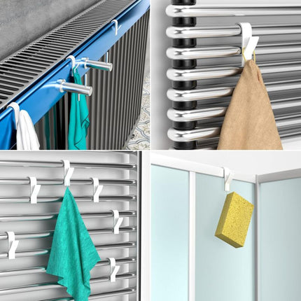 Towel Radiator 6 Pieces, Towel Hook For Radiator, Towel Dryer Hook, White Plastic.