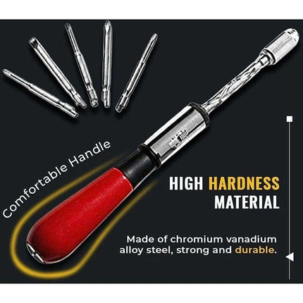 Spiral Screwdriver, Push Pull Ratchet Screwdriver, 6 In 1 Push Pull Ratchet Screwdriver Set Semi-Automatic Press Type.