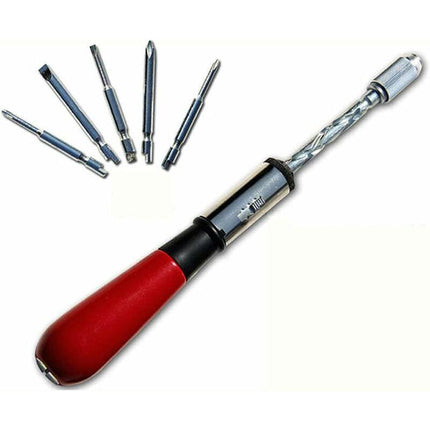 Spiral Screwdriver, Push Pull Ratchet Screwdriver, 6 In 1 Push Pull Ratchet Screwdriver Set Semi-Automatic Press Type.