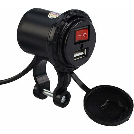 Motorcycle Usb Car Charger, 5V/2.1A Waterproof Motorcycle Usb Charger Socket With On/Off Switch Handlebar Mount Power.