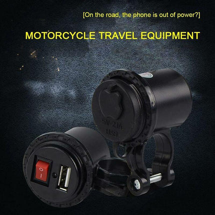 Motorcycle Usb Car Charger, 5V/2.1A Waterproof Motorcycle Usb Charger Socket With On/Off Switch Handlebar Mount Power.