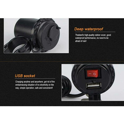 Motorcycle Usb Car Charger, 5V/2.1A Waterproof Motorcycle Usb Charger Socket With On/Off Switch Handlebar Mount Power.
