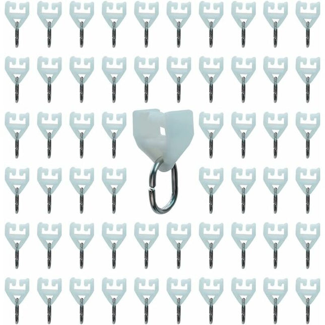Curtain Track ROllers-80 pcs Outdoor Rail Curtain Hook Rail Slider Rail,Plastic Curtain Pulley(White).