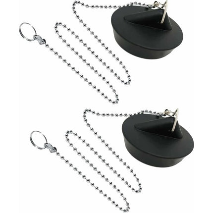 2 Pieces Rubber Sink Plug With Ball Chain Stopper, Universal Stainless Steel Sink Plug With Hook For Kitchen Sink Or.