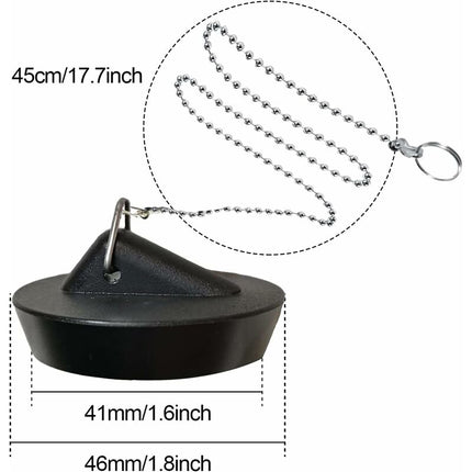 2 Pieces Rubber Sink Plug With Ball Chain Stopper, Universal Stainless Steel Sink Plug With Hook For Kitchen Sink Or.