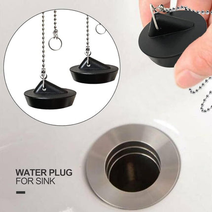 2 Pieces Rubber Sink Plug With Ball Chain Stopper, Universal Stainless Steel Sink Plug With Hook For Kitchen Sink Or.