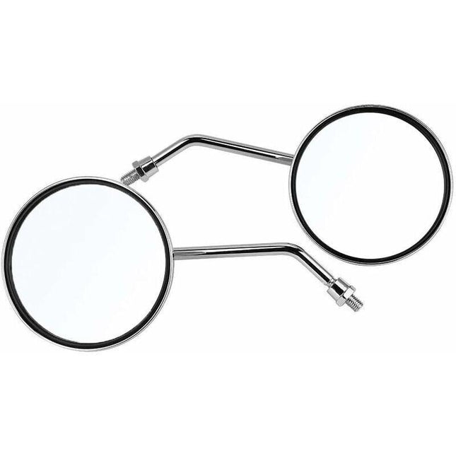 Rearview Mirror - 1 Pair 10Mm ROund Chrome Silver Motorcycle Rearview Mirrors. Left And Right Side Mirror..