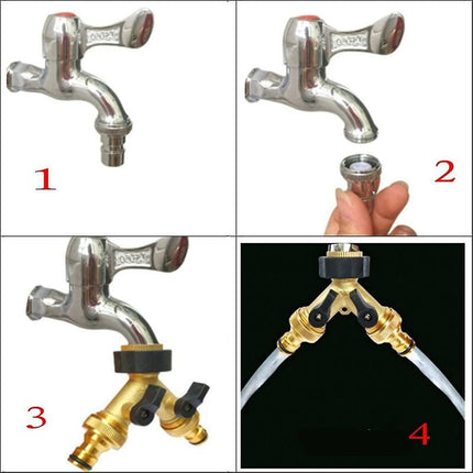 2 Way Y-Shaped Diverter For 3/4" Supply Hose With Separate On/Off Valve For Home Kitchen Garden Outdoor.
