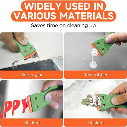 3 Pieces Plastic Scraper With 50 Pieces Plastic Blades Scrapers Ceramic Hob Glass Plate Scraper For Removing Glue.
