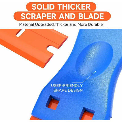3 Pieces Plastic Scraper With 50 Pieces Plastic Blades Scrapers Ceramic Hob Glass Plate Scraper For Removing Glue.