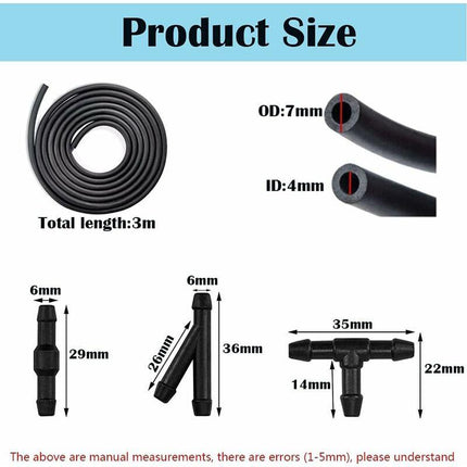 10 pcs Windshield Wiper Hose Kit,3M Windshield Washer Fluid Hose,Windshield Wiper Nozzle Mist Washer Spray Hose,With.