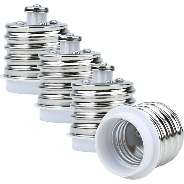 4X Lamp Socket Adapter E40 To E27 In White - 4 pcs Set Reformatting Converters For Lamp Sockets For Incandescent, LED,.