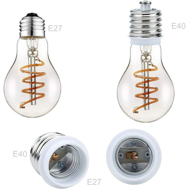4X Lamp Socket Adapter E40 To E27 In White - 4 pcs Set Reformatting Converters For Lamp Sockets For Incandescent, LED,.