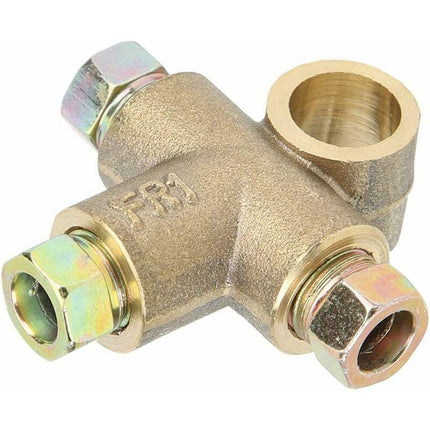 Brake Line Tee Pipe Connector T Shape 3 Way Adapter With 3 Male Nuts Short Union M10 3/16 Inch 10Mm Hose+3 Way Brake.