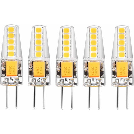 5 Pack G4 LED Bulbs Natural White 4000K Ac/Dc 12V 3W 200Lm Replacement G4 20W Halogen No Dimming No Flicker LED Pin.