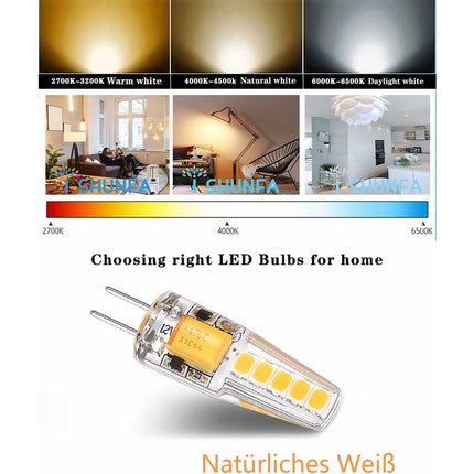 5 Pack G4 LED Bulbs Natural White 4000K Ac/Dc 12V 3W 200Lm Replacement G4 20W Halogen No Dimming No Flicker LED Pin.
