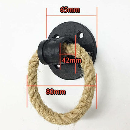 2 pcs Vintage Hemp ROpe Wrought Iron Handle Wooden Door Handles Cabinet Knobs Sliding Door Handle Drawer Pull Ring.