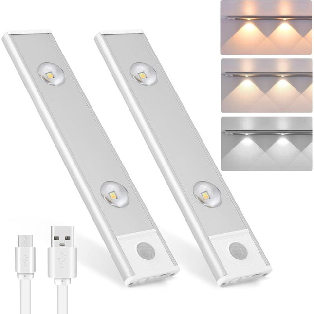 2 pcs Wireless LED Closet Lights, Dimmable Under Cabinet Lights, Motion Sensor, 3 Lighting Modes, Closet Light For.