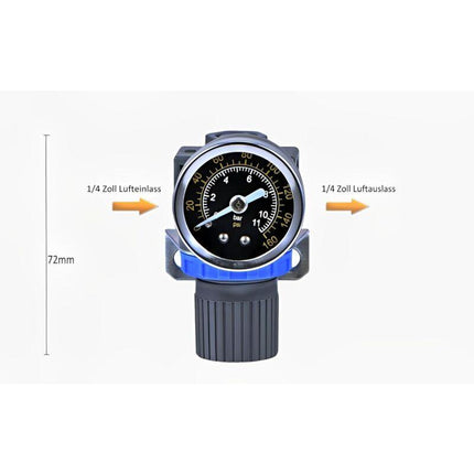 New Pressure Reducer For Compressed Air Compressor, Pressure Range (0-10 Bar), 1/4 Inch.