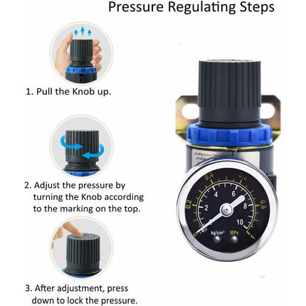 New Pressure Reducer For Compressed Air Compressor, Pressure Range (0-10 Bar), 1/4 Inch.