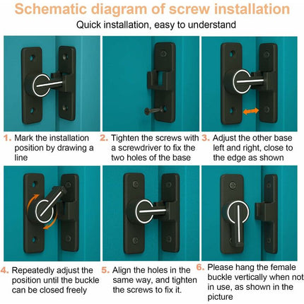 Luminous Sliding Interior Door Lock Latch, 90° Tilt Door Hook Latch, Anti-Theft Hasp Buckle Lock Bolt, For Door, Window.