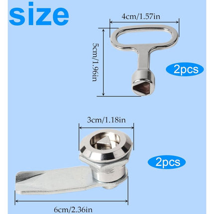 2 Sets Mailbox Lock 20Mm Furniture Lock Socket Lock With Triangle Key Locker Mailbox Security Zinc Alloy Triangle Key.