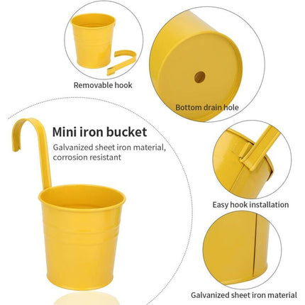 Metal Hanging Flower Pot, Outdoor Flower Pot With Drainage Hole Perfect For Garden, Balcony, Fence, Patio, Decoration 4.