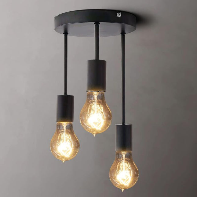 Retro Ceiling Light, 3 Sockets For E27 Bulbs, Industrial Pendant Lamp Metal Retro Vintage Pendant Lights Ceiling Lamp.