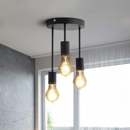 Retro Ceiling Light, 3 Sockets For E27 Bulbs, Industrial Pendant Lamp Metal Retro Vintage Pendant Lights Ceiling Lamp.