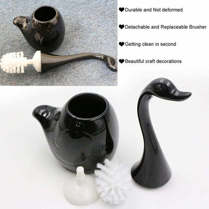 Swan Shape Toilet Brush Set, Toilet Brush Holder, Toilet Brush Holder And Stand, For Bathroom (Black).